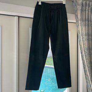 Green faux leather joggers XS